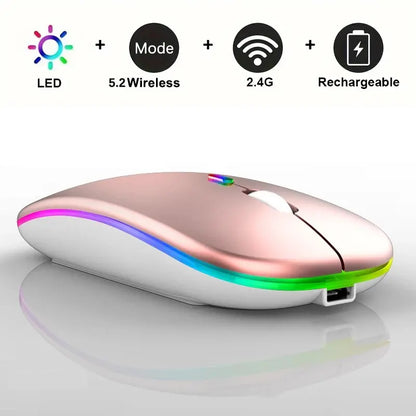 Wireless Mouse Gaming Mouse Backlight USB Compatible RGB Rechargeable Mice Silent Backlit Ergonomic Gaming Mouse for Laptop PC