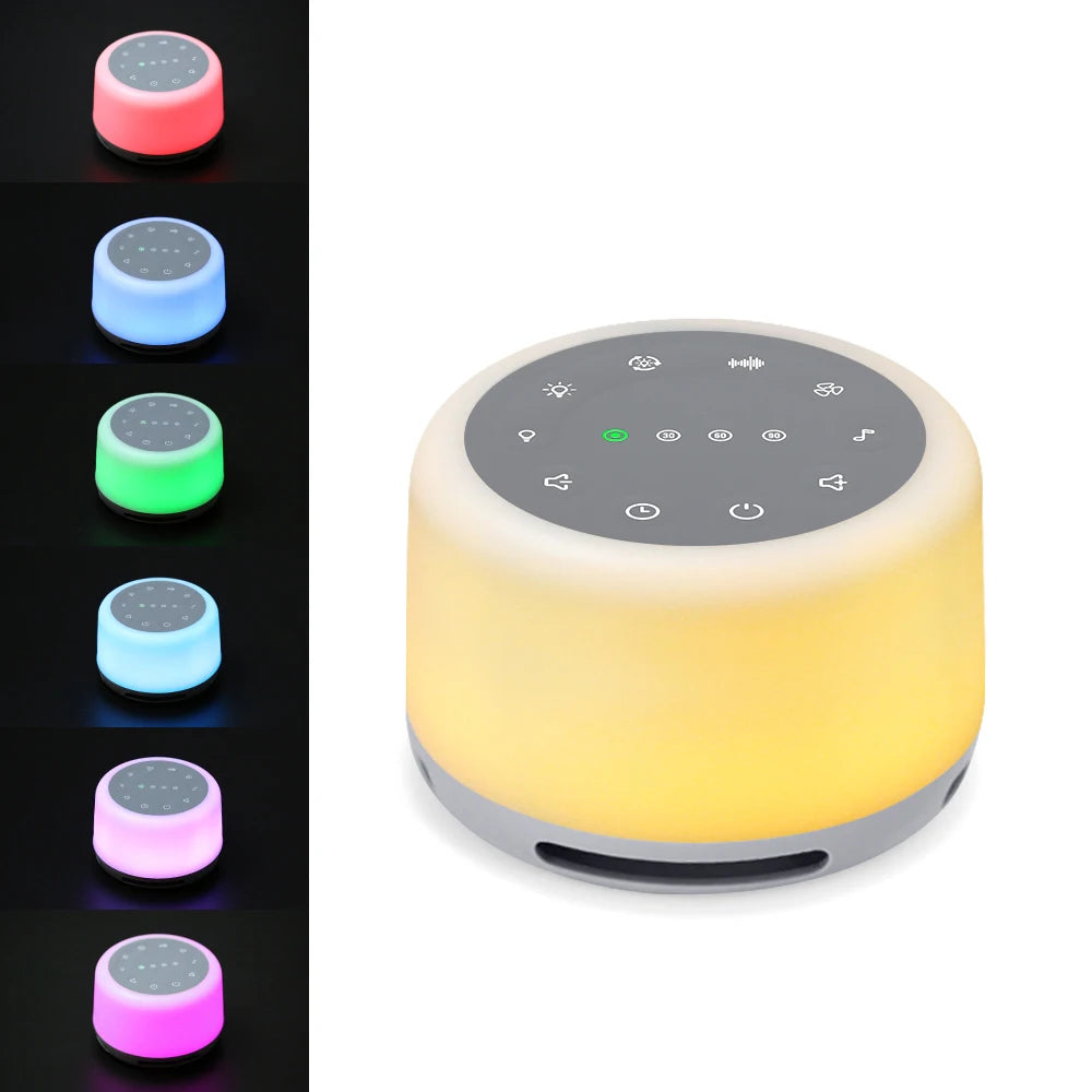 White Noise Sound Machine with 7 Colors Mood Light Natural Sounds & Music Playback Memory & Timing Sleep Therapy for Baby Adults