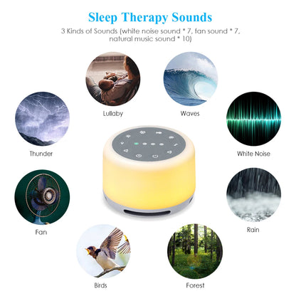 White Noise Sound Machine with 7 Colors Mood Light Natural Sounds & Music Playback Memory & Timing Sleep Therapy for Baby Adults