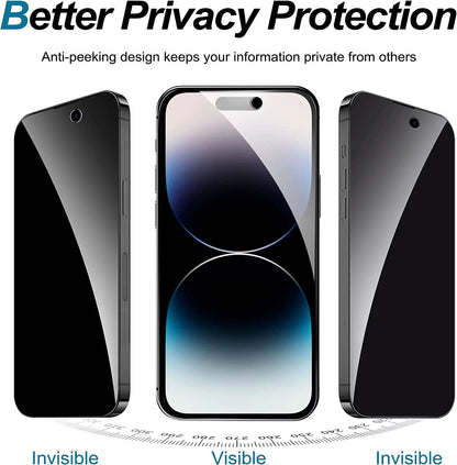 [2 Pack] Iphone 14 Pro Max Privacy Screen Protector 9H Tempered Glass Film Privacy Screen, Anti-Spy, with Easy Installation Frame