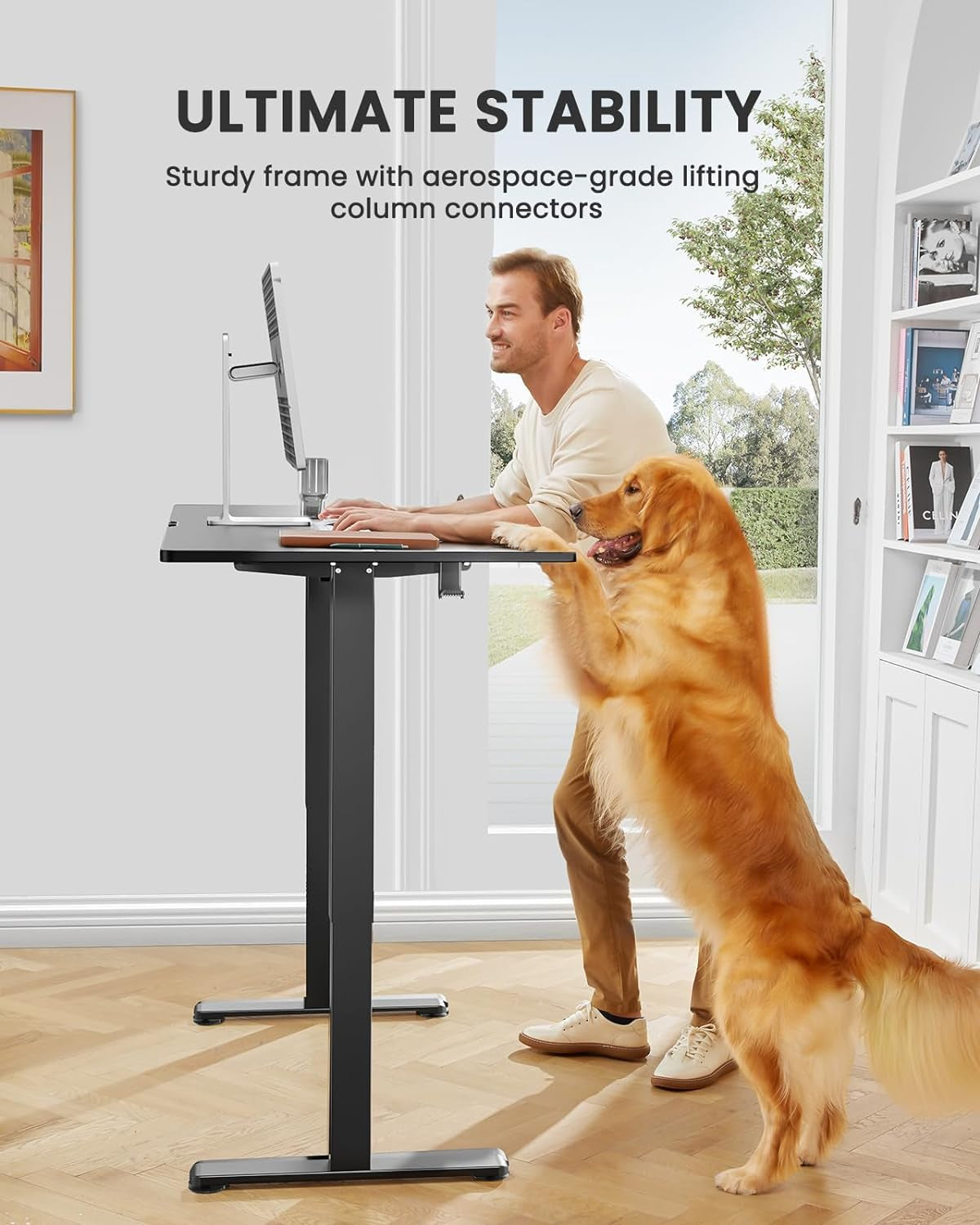 computer home office desk black sit stand