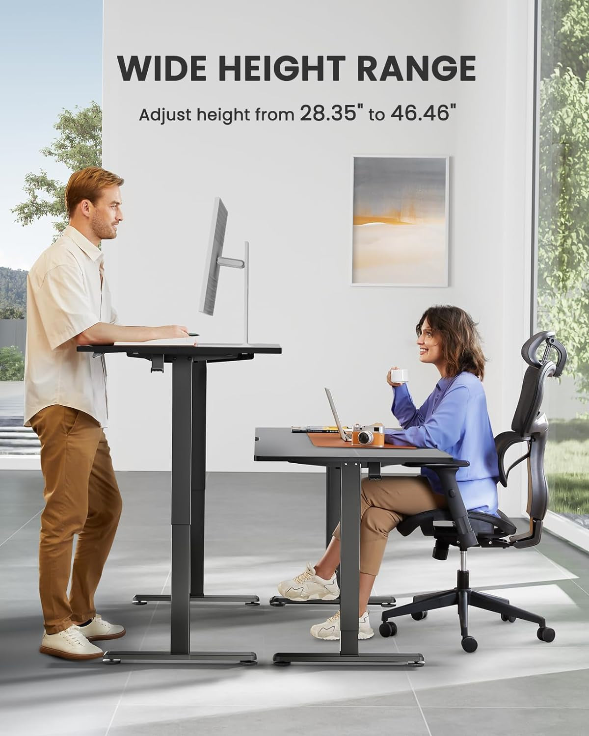 computer home office desk black sit stand