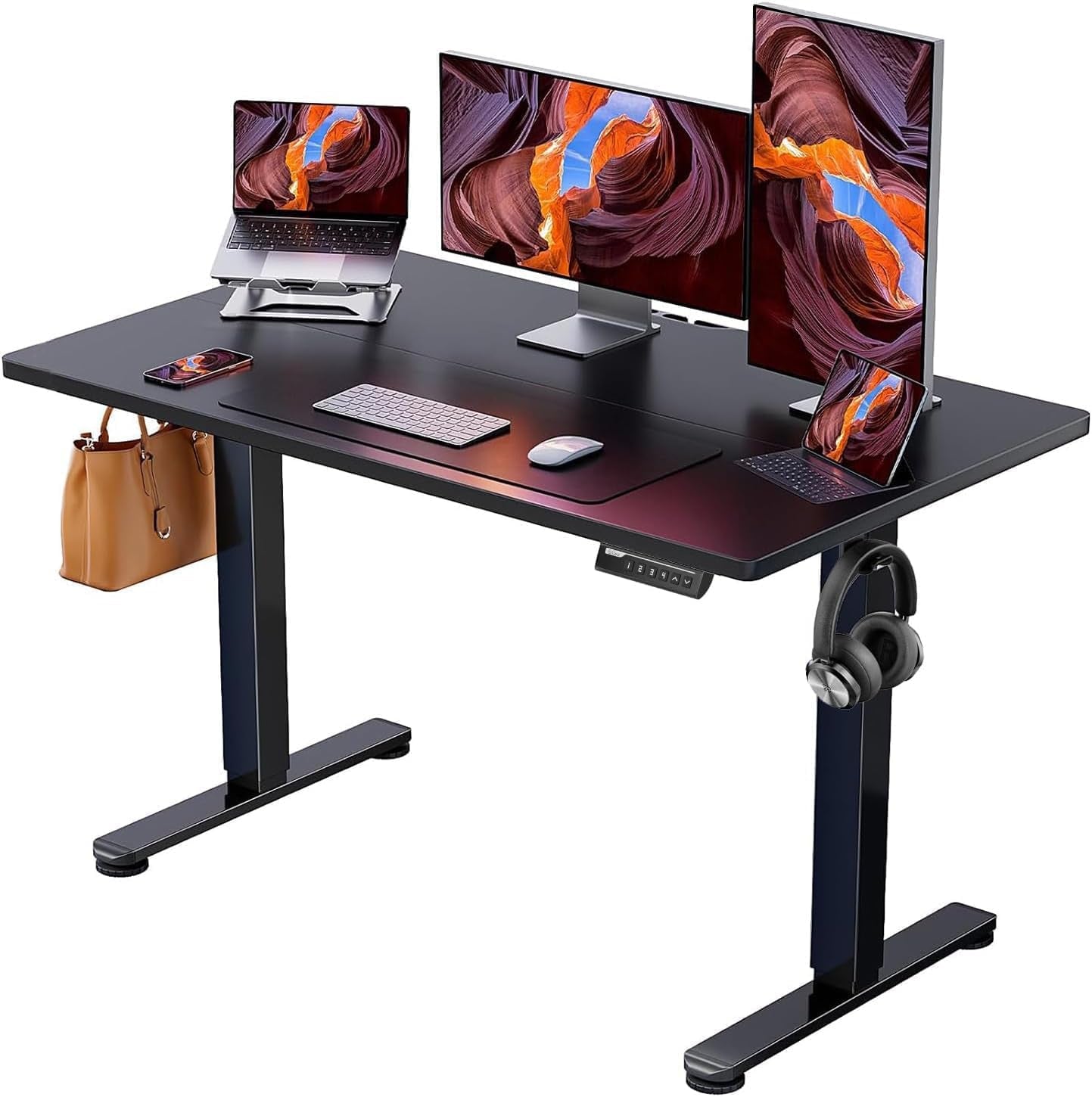 computer home office desk black sit stand