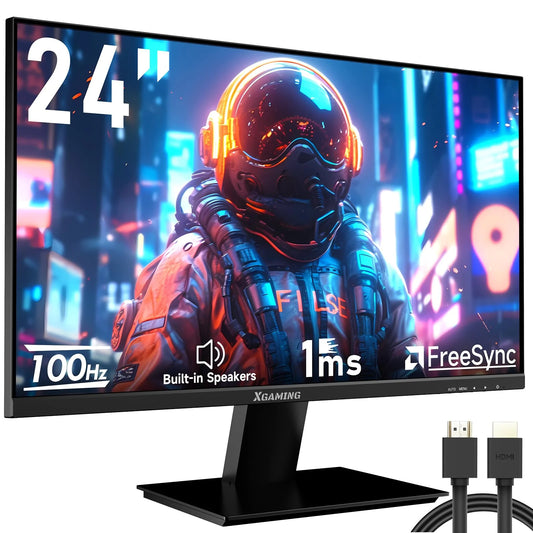 24Inch 100Hz Gaming Monitor, FHD 1080P PC Gaming Monitor for Laptop, HDR Computer Monitor, IPS 1920*1080P LCD Monitor with Speaker, Low Blue Light, Freesync, VESA Compatible