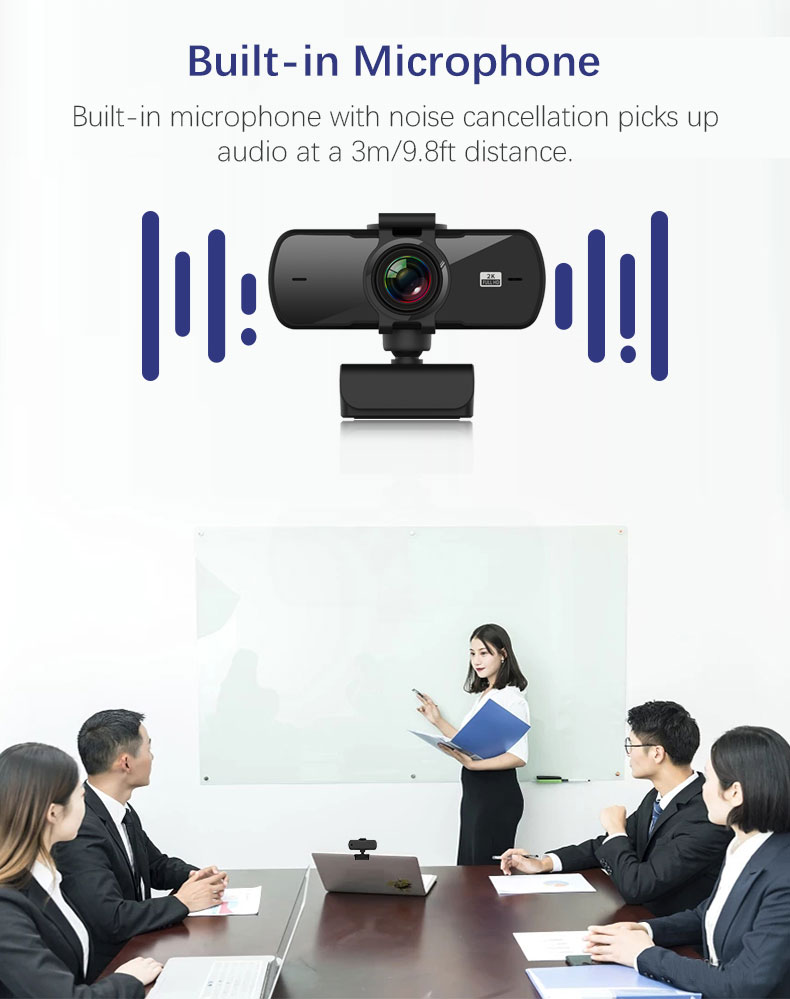 2K Full HD 1080P Webcam with Autofocus and Microphone: Crystal Clear Video for Every Call